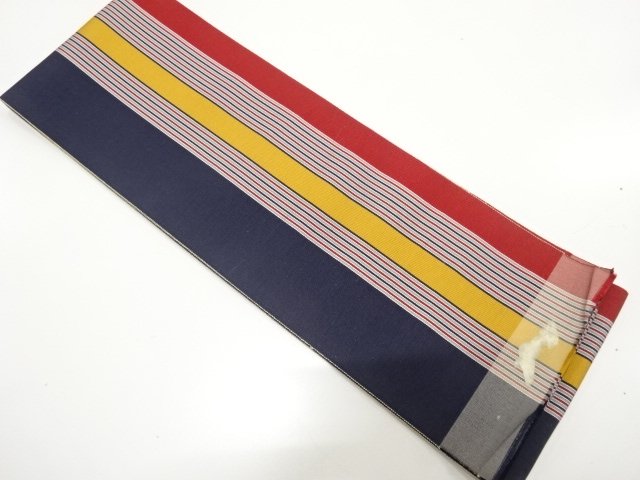 JAPANESE KIMONO / CHIKUZEN HAKATA STRIPE PATTERN WEAVING SINGLE HANHAB